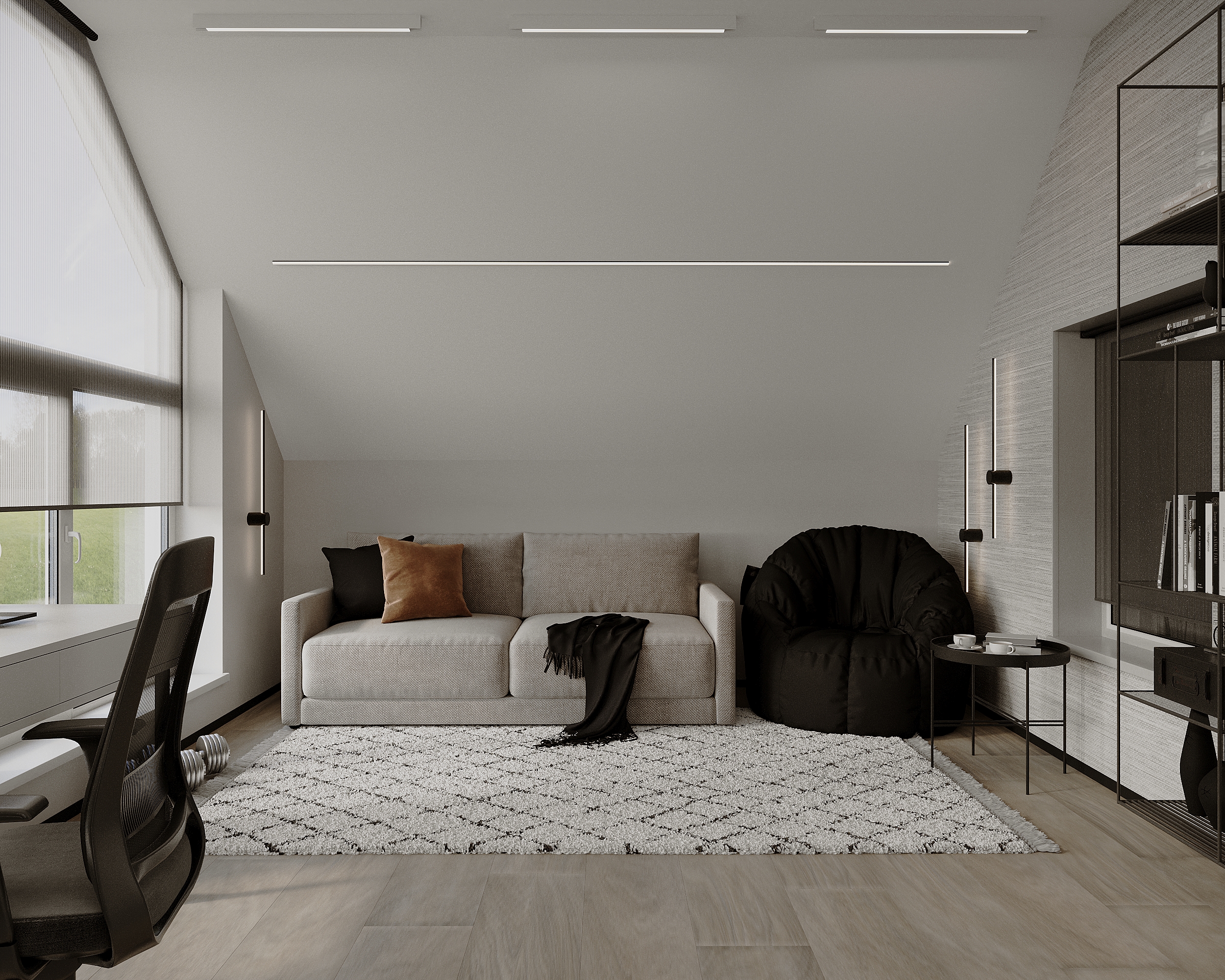 Design interior pentru o mansardă la casă particulară